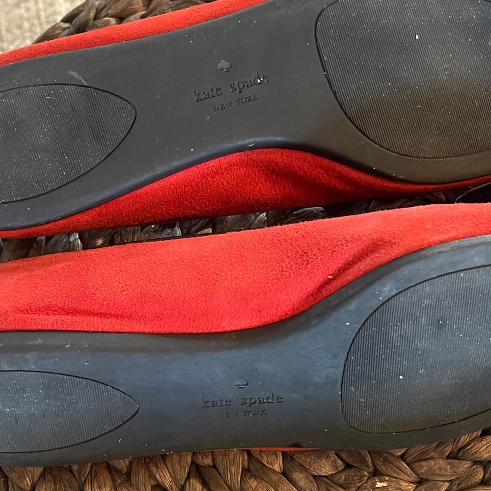 Kate Spade Red Flats with Floral Detail - Picture 3 of 7